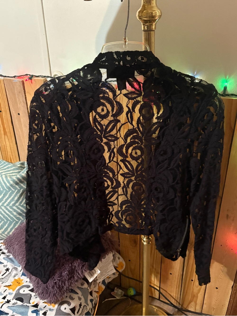 INC International Concepts Black Lace Openwork Jacket